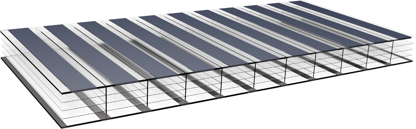 Hohlkammerplatte Polycarbonat 16mm Deluxe Zebra klar/anthrazit - Trendige Streifenoktik - Plattenprofi24