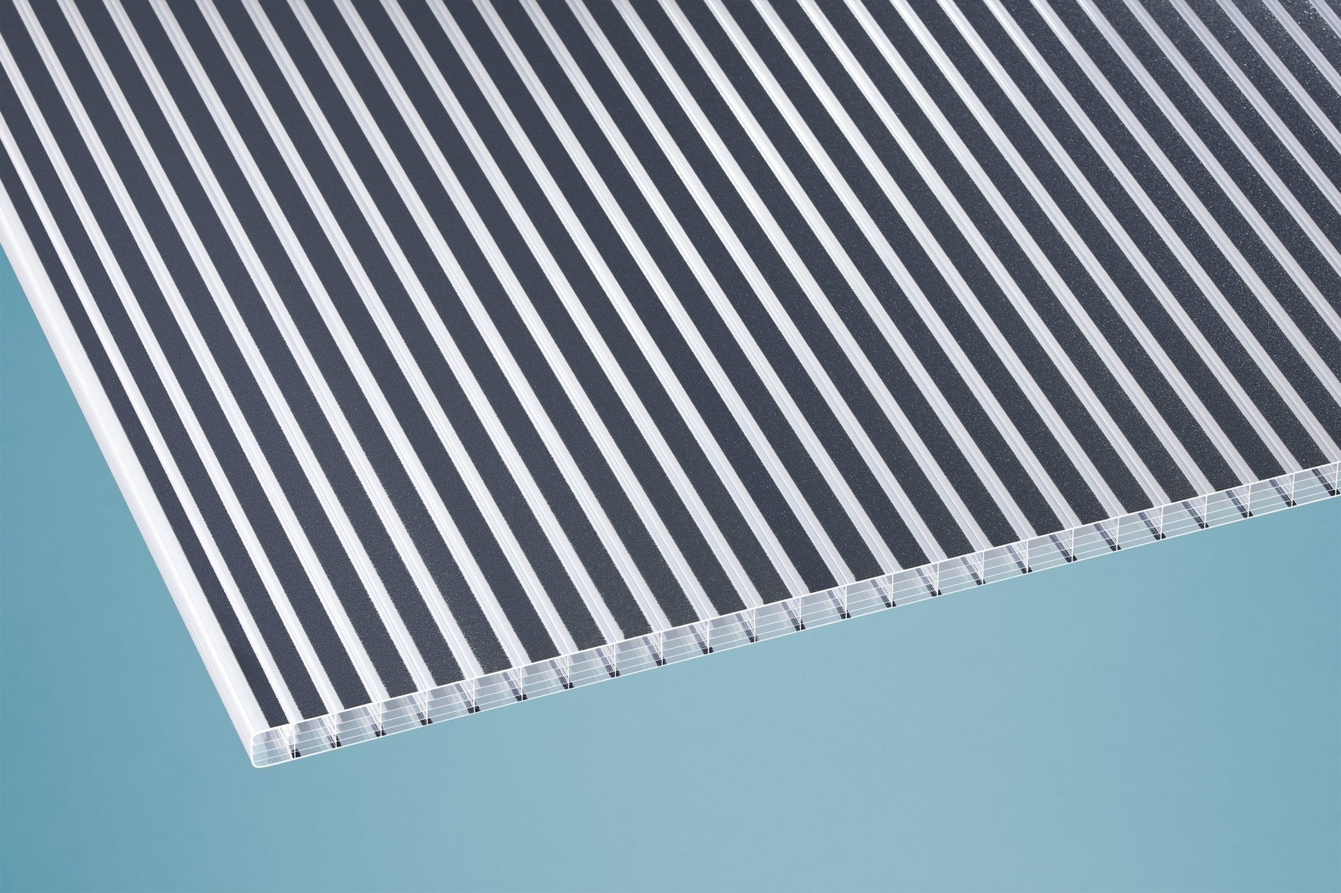 Hohlkammerplatte Polycarbonat 16mm Deluxe Zebra klar/anthrazit - Trendige Streifenoktik - Plattenprofi24