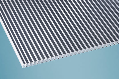 Hohlkammerplatte Polycarbonat 16mm Deluxe Zebra klar/anthrazit - Trendige Streifenoktik - Plattenprofi24