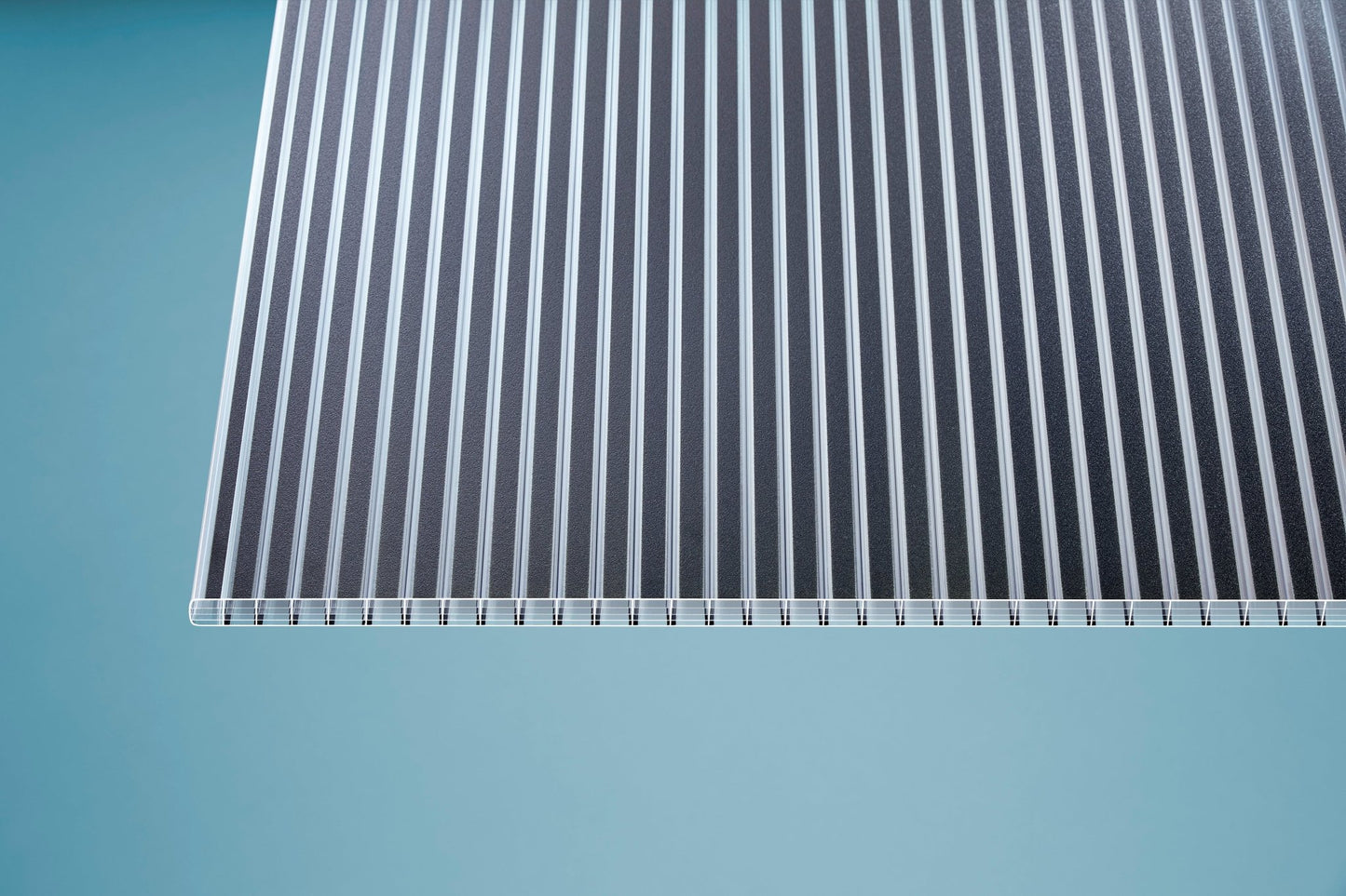 Hohlkammerplatte Polycarbonat 16mm Deluxe Zebra klar/anthrazit - Trendige Streifenoktik - Plattenprofi24
