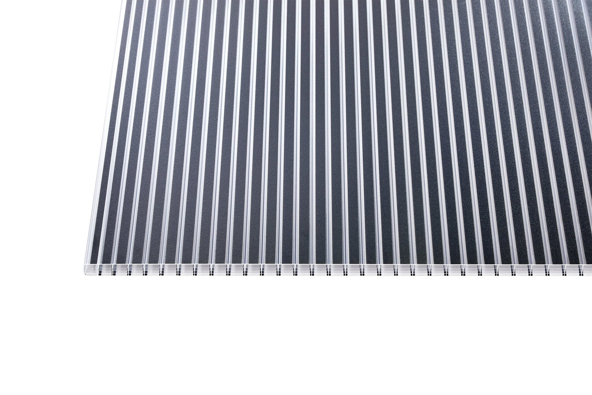 Hohlkammerplatte Polycarbonat 16mm Deluxe Zebra klar/anthrazit - Trendige Streifenoktik - Plattenprofi24