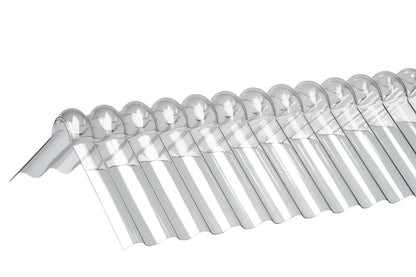 Hochwertige zweiteilige Wellfirsthaube aus Acryl für Sinus 76/18 Profilplatten - Plattenprofi24