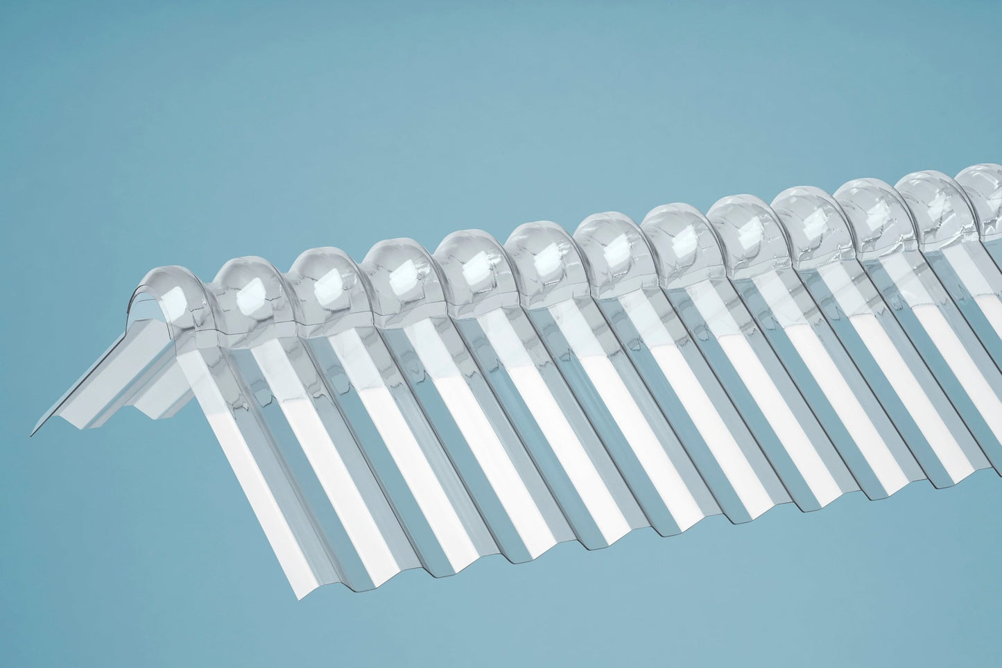 Hochwertige zweiteilige Wellfirsthaube aus Acryl für Trapez 76/18 Profilplatten - Plattenprofi24