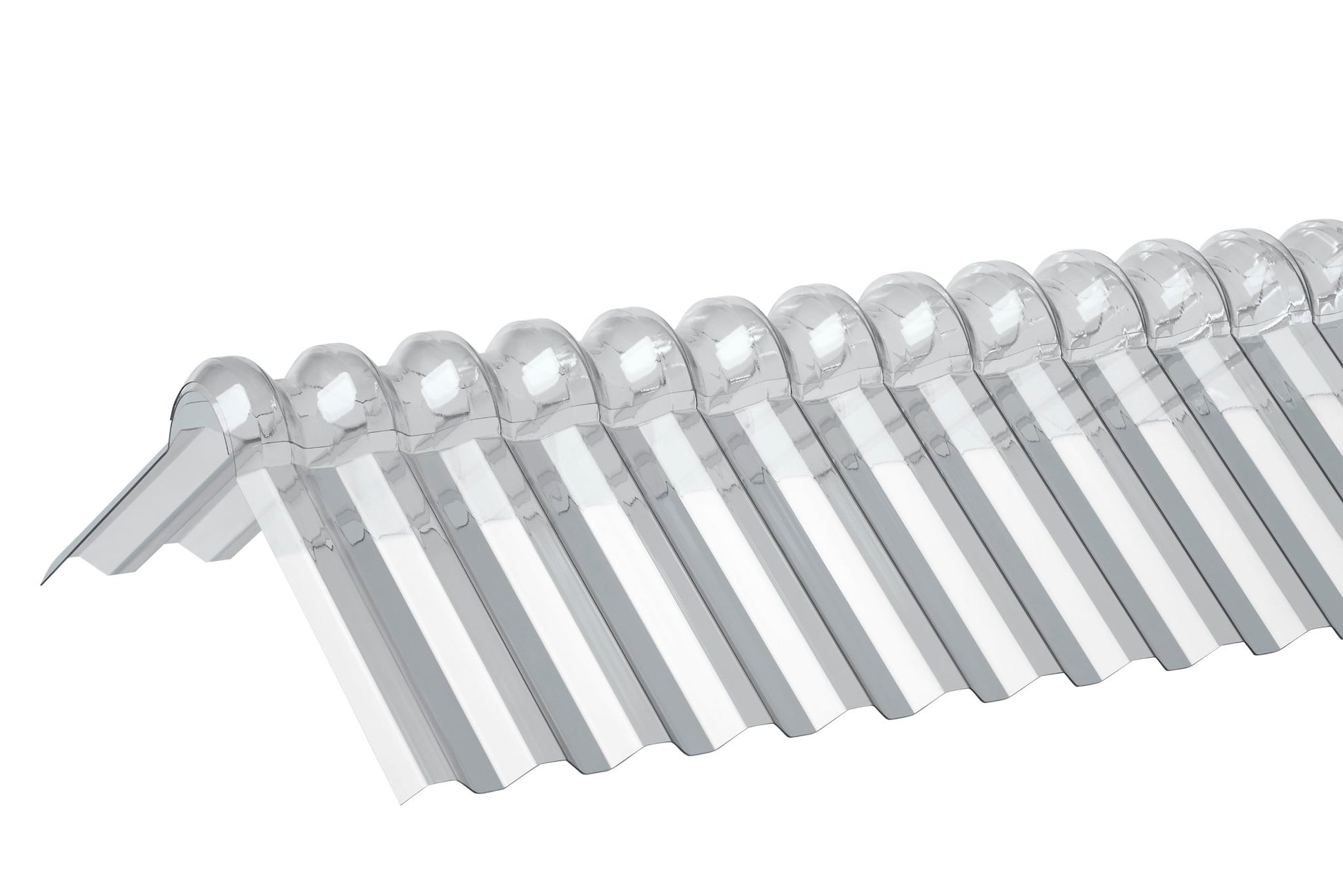 Hochwertige zweiteilige Wellfirsthaube aus Acryl für Trapez 76/18 Profilplatten - Plattenprofi24