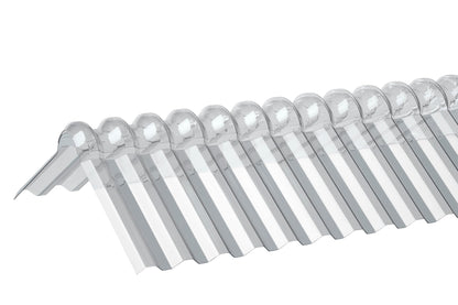 Hochwertige zweiteilige Wellfirsthaube aus Acryl für Trapez 76/18 Profilplatten - Plattenprofi24