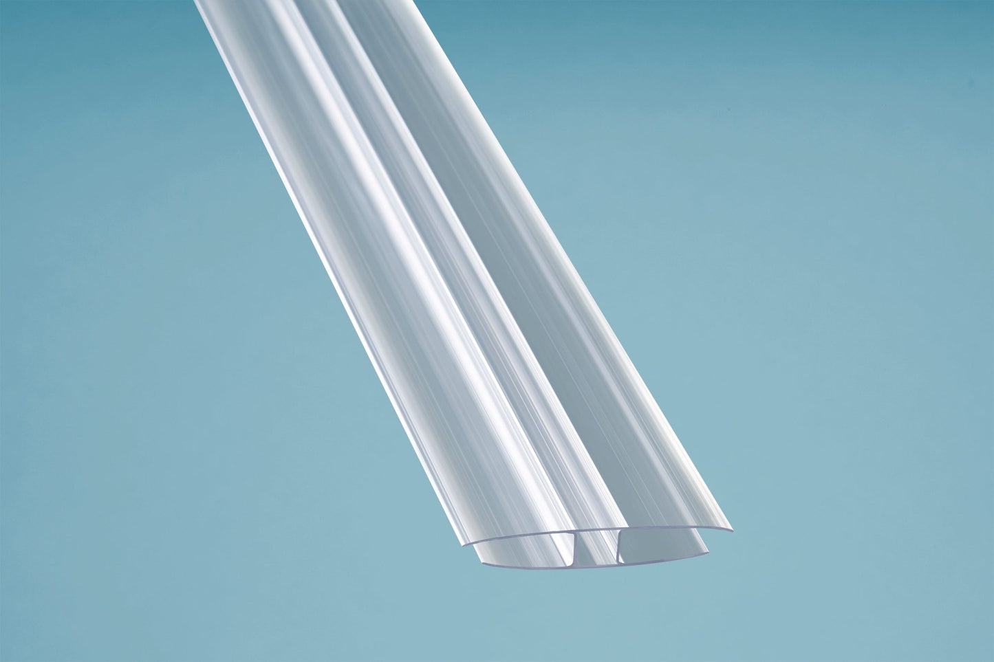 H-Profil aus transparentem Polycarbonat für stabile Wandverbindungen von 6 mm Hohlkammerplatten - Plattenprofi24