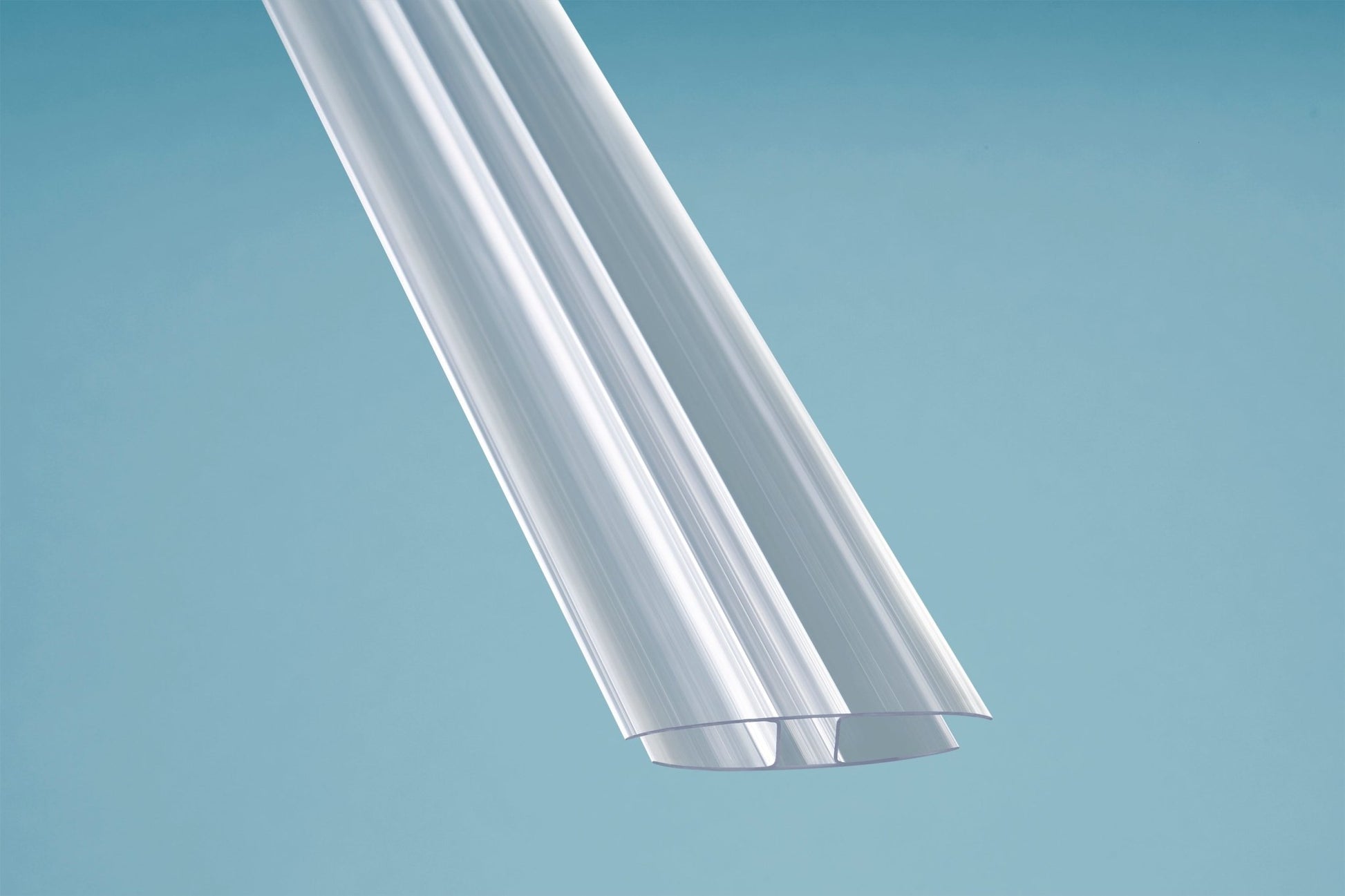 H-Profil aus transparentem Polycarbonat für stabile Wandverbindungen von 6 mm Hohlkammerplatten - Plattenprofi24