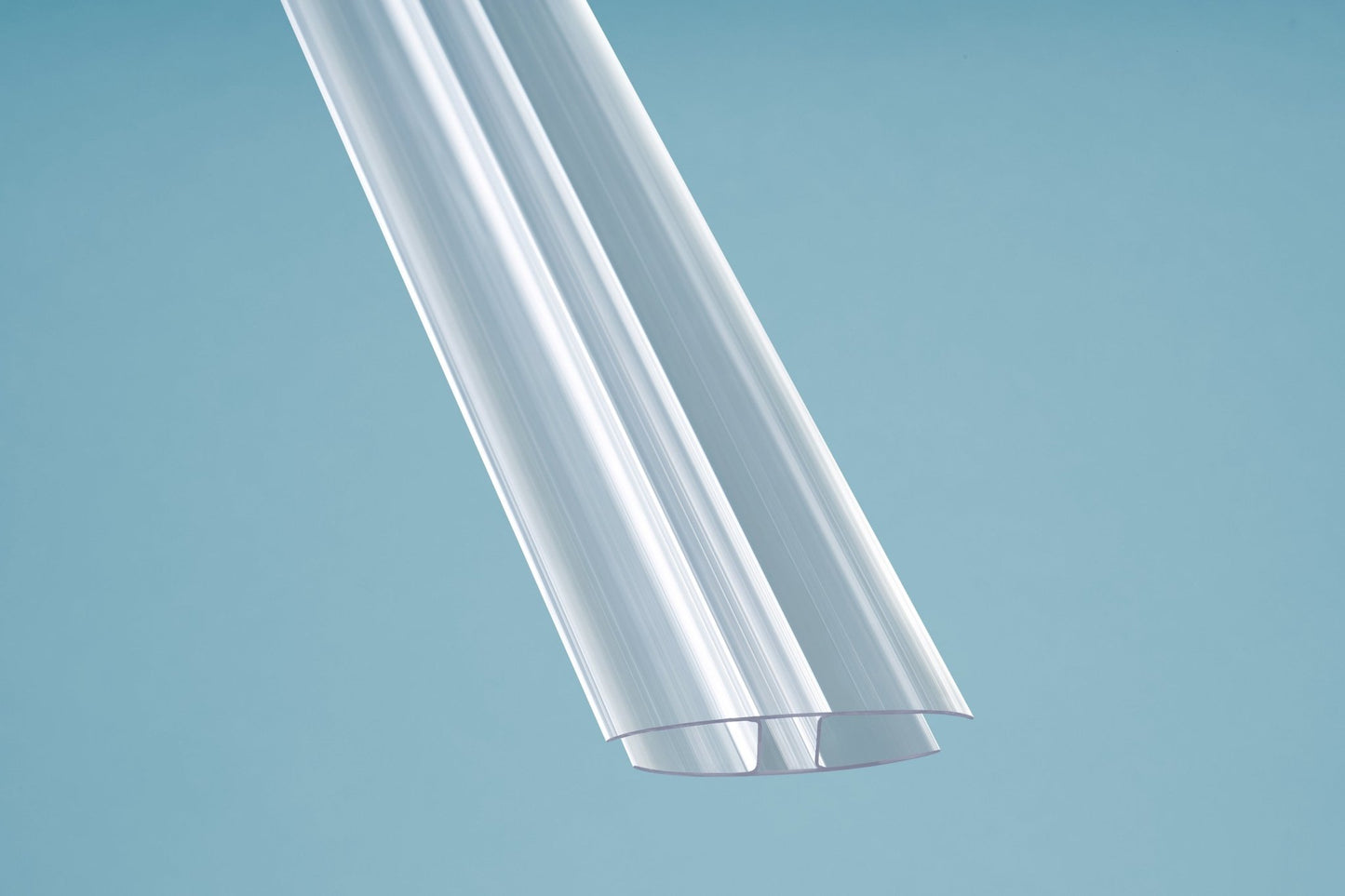H-Profil aus transparentem Polycarbonat für stabile Wandverbindungen von 10 mm Hohlkammerplatten - Plattenprofi24