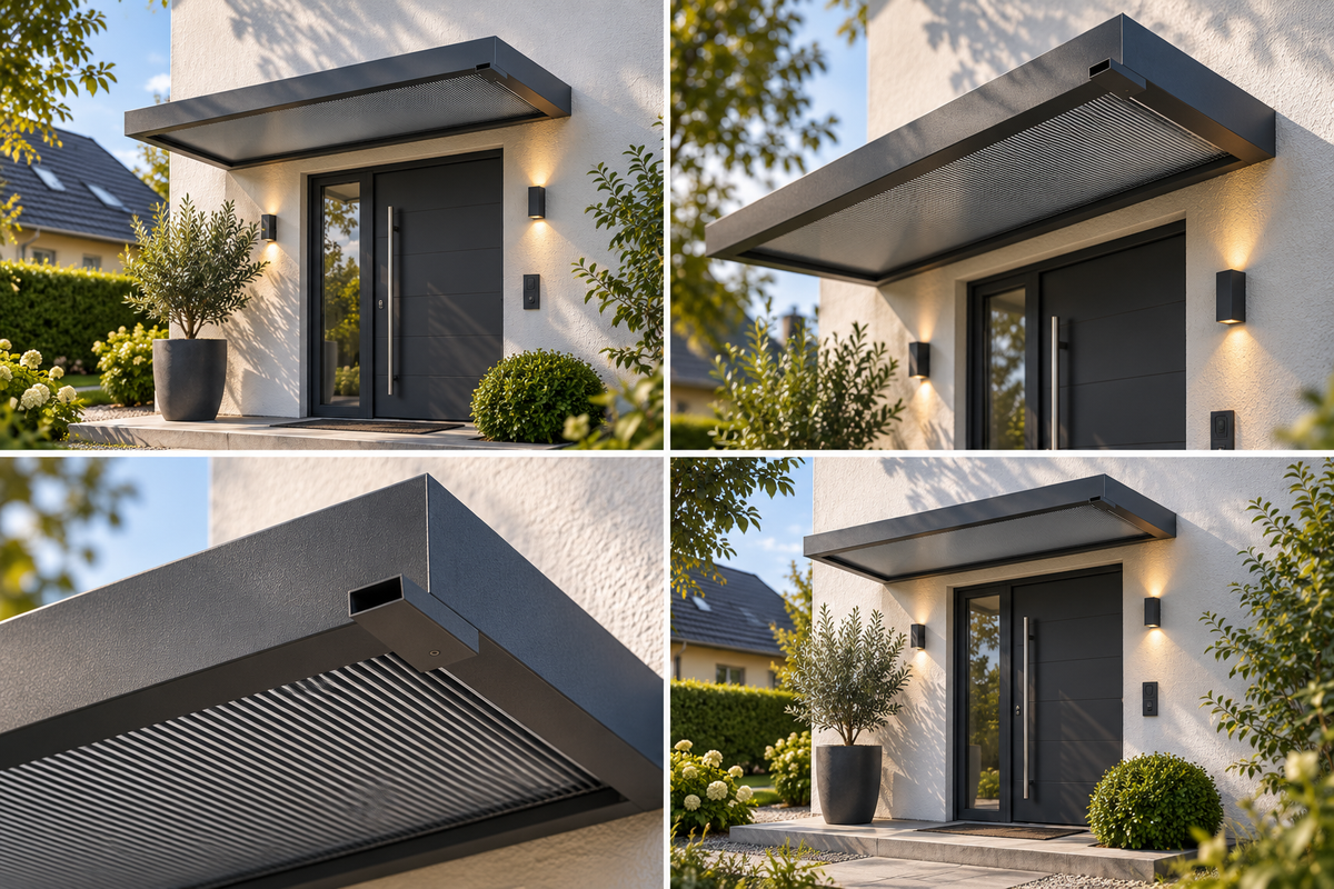 Vordach BS 3D-Line aus Aluminium – Anthrazit RAL 7016, 160 / 200 cm