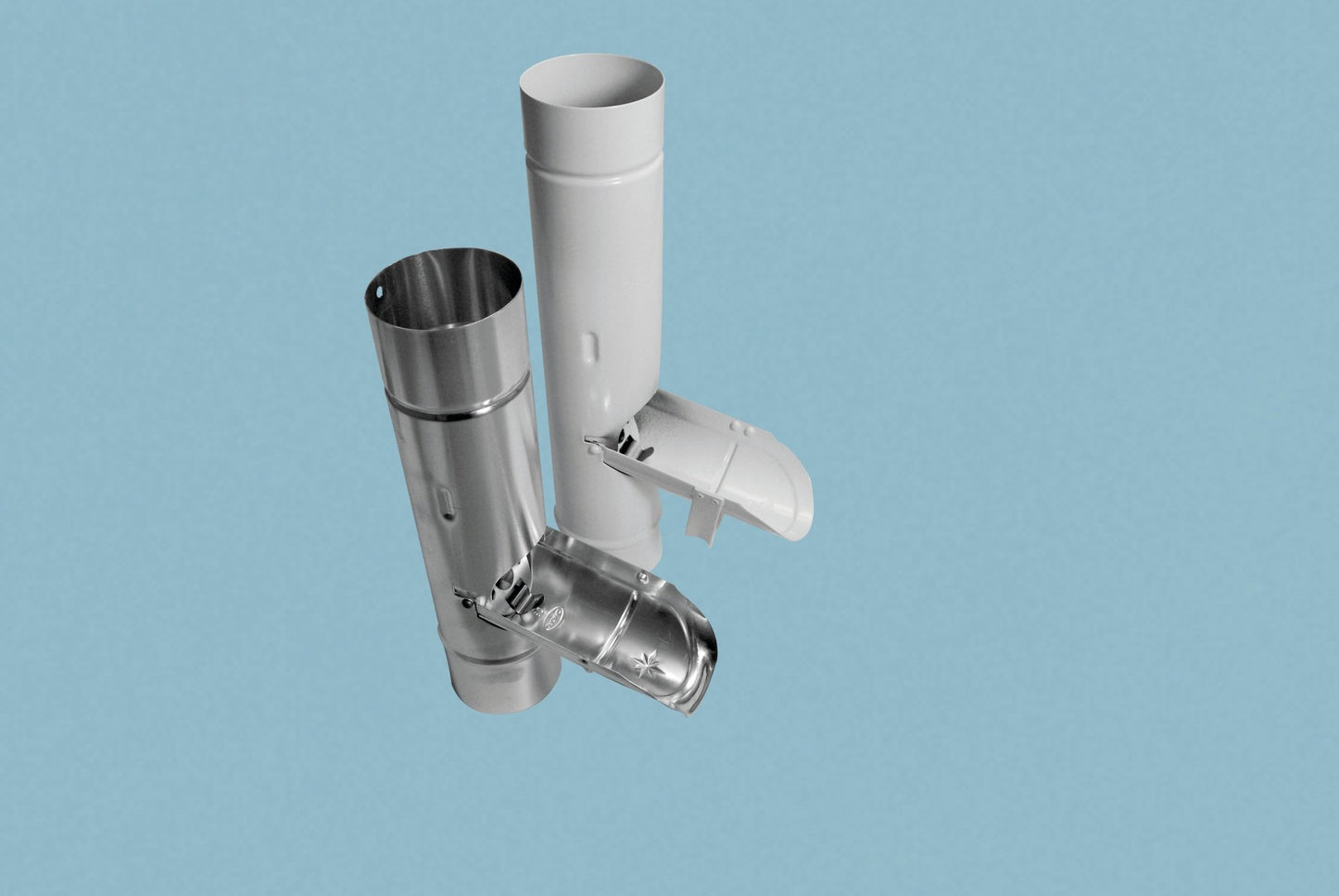 Aluminium Regenwasserklappe 80mm in silber mit integriertem Laubfang