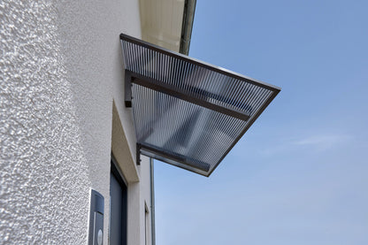 Pultvordach Bielefeld 150 × 98 cm – 16 mm Polycarbonat Zebra Klar/Anthrazit