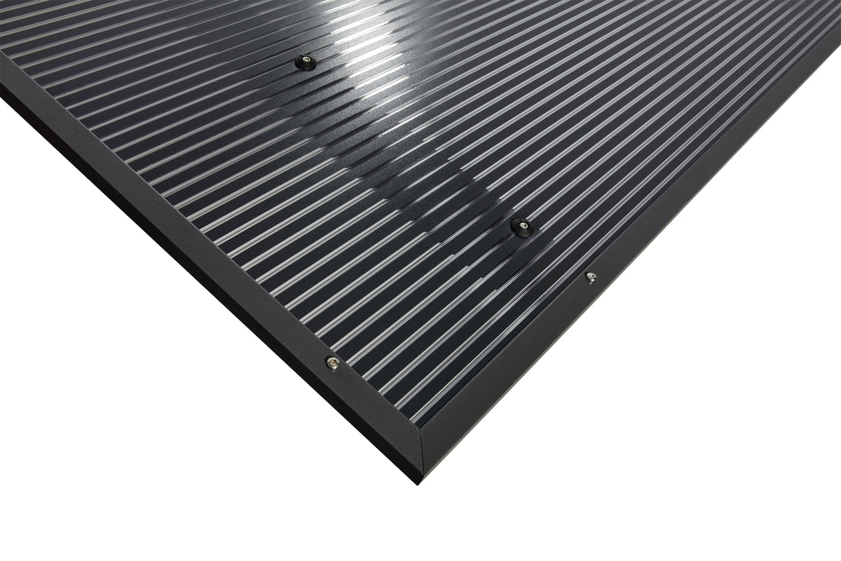 Pultvordach Bielefeld 150 × 98 cm – 16 mm Polycarbonat Zebra Klar/Anthrazit