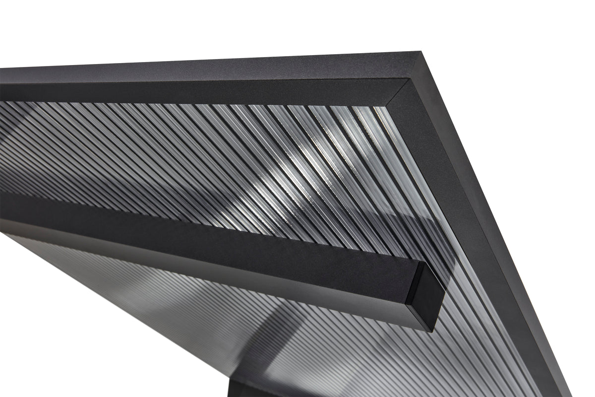 Pultvordach Bielefeld 150 × 98 cm – 16 mm Polycarbonat Zebra Klar/Anthrazit