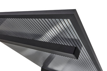 Pultvordach Bielefeld 150 × 98 cm – 16 mm Polycarbonat Zebra Klar/Anthrazit