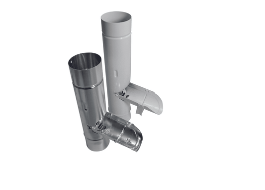 Aluminium Regenwasserklappe 80mm in weiß mit integriertem Laubfang