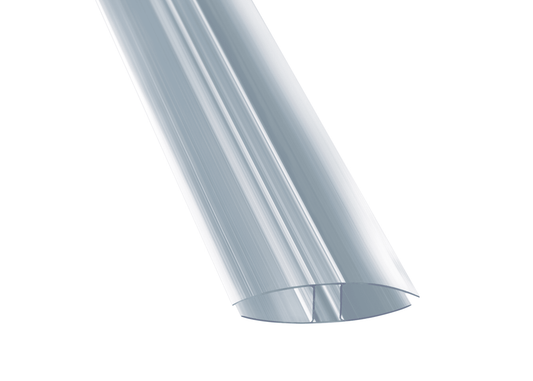 H-Profil aus transparentem Polycarbonat für stabile Wandverbindungen von 16 mm Hohlkammerplatten - Plattenprofi24
